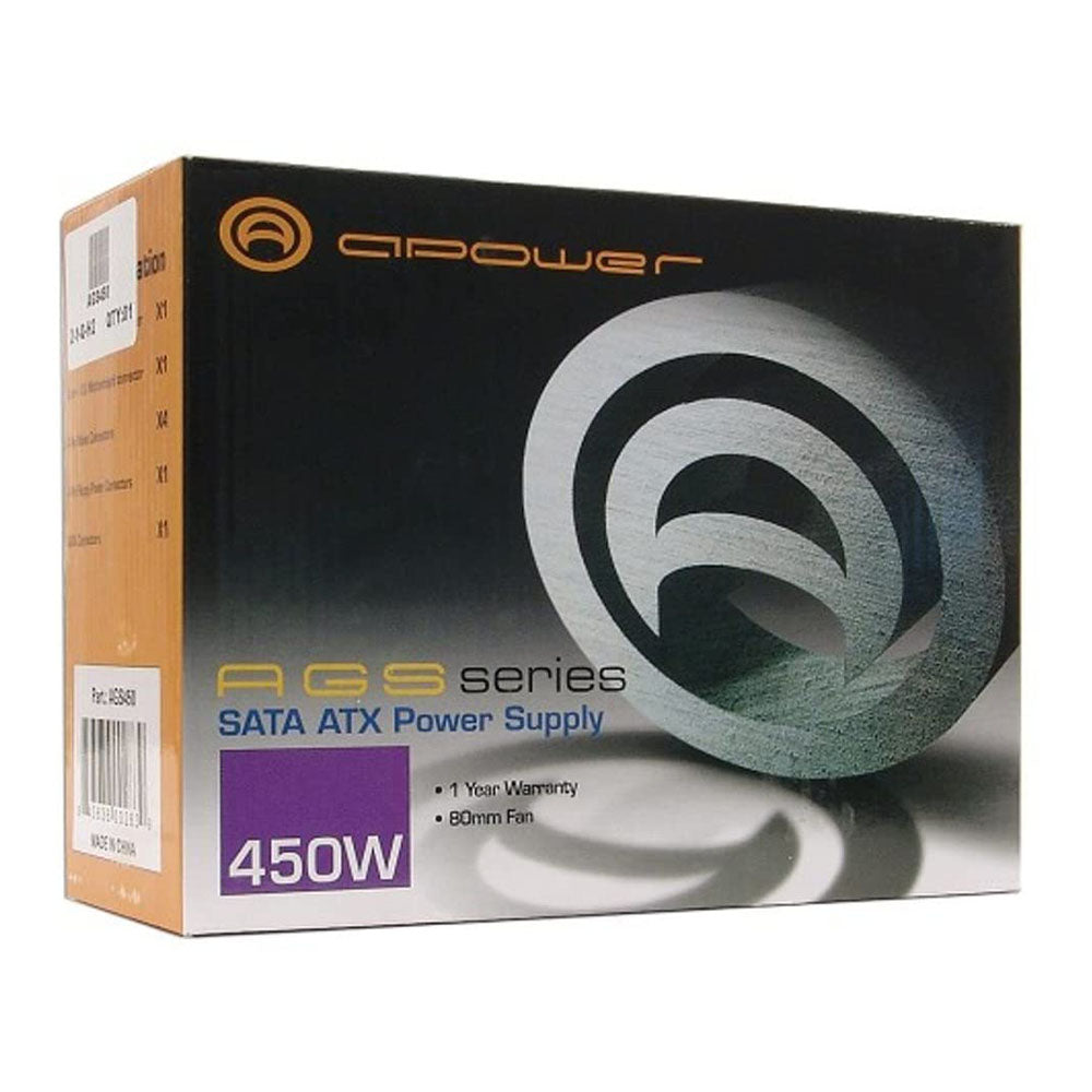 A-Power AGS 450W ATX Power Supply SATA (4792994168932) A-Power AGS 450W ATX Power Supply SATA (4792994168932)